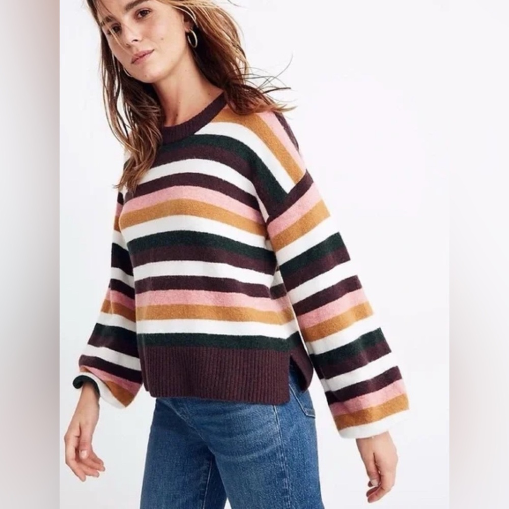 Madewell • Striped Payton Pullover Sweater in Coziest Yarn balloon sleeve